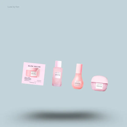 Glow Recipe Watermelon Winter Wardrobe Kit four products on a blue background