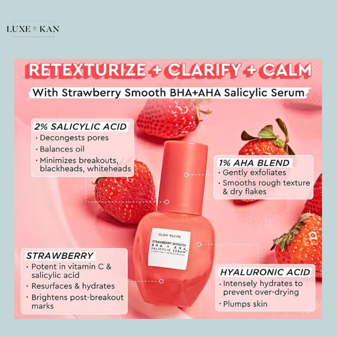 GLOW RECIPE Strawberry Smooth BHA+AHA Salicylic Serum 30ml