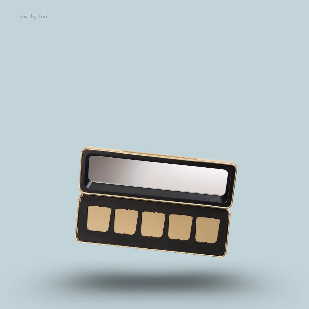 Hourglass Curator Shadow Palette in Five-pan size, empty refillable gold-finished case