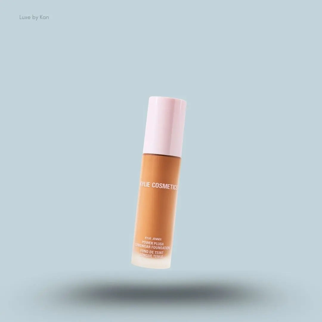 Kylie Cosmetics Power Plush Long-Wear Foundation 30ml bottle on blue background — LBK India