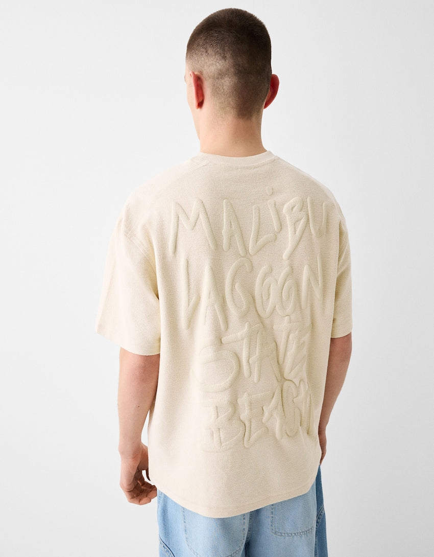 Bershka Men Boxy-fit short sleeve print T-shirt