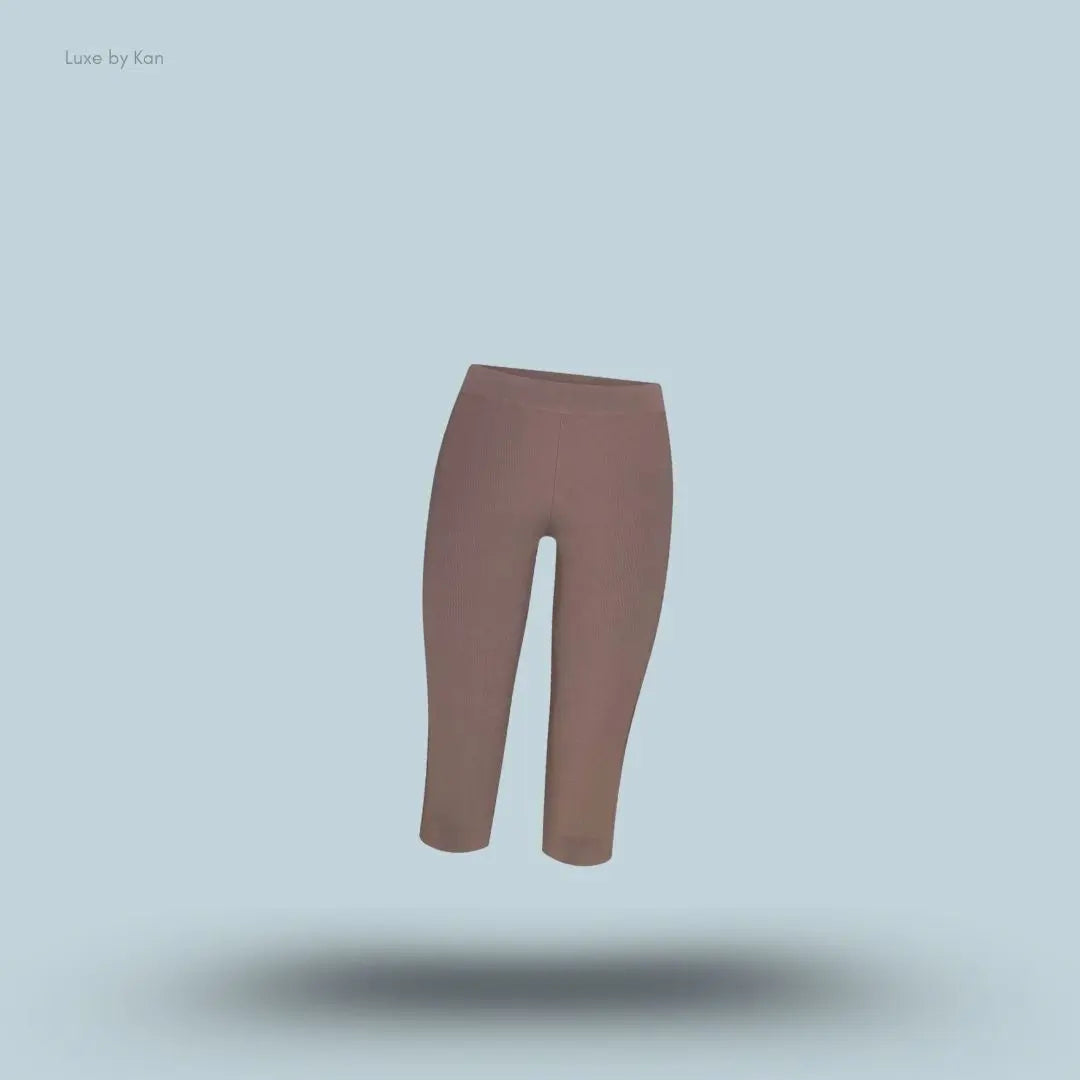 SKIMS Refined Knit Capri in Amethyst, flat lay on light blue background