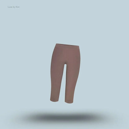 SKIMS Refined Knit Capri in Amethyst, flat lay on light blue background