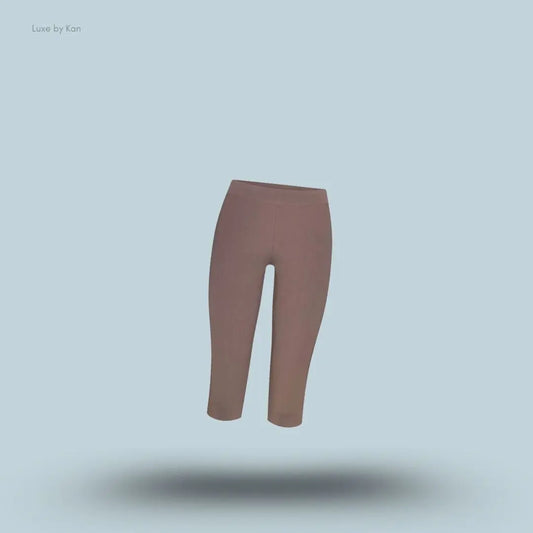 SKIMS Refined Knit Capri in Amethyst, flat lay on light blue background