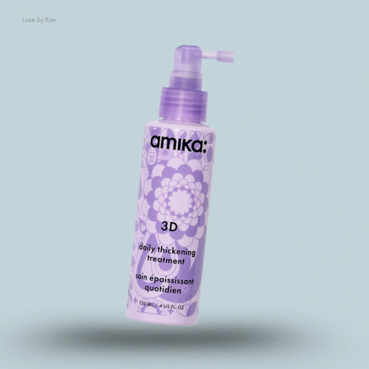 Amika 3D Daily Leave In Daily Thickening Treatment 120ml bottle on blue background — LBK India