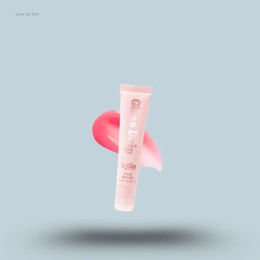 Kylie Cosmetics Gloss Drip Lip Gloss 14ml tube and swatch on blue background — LBK India