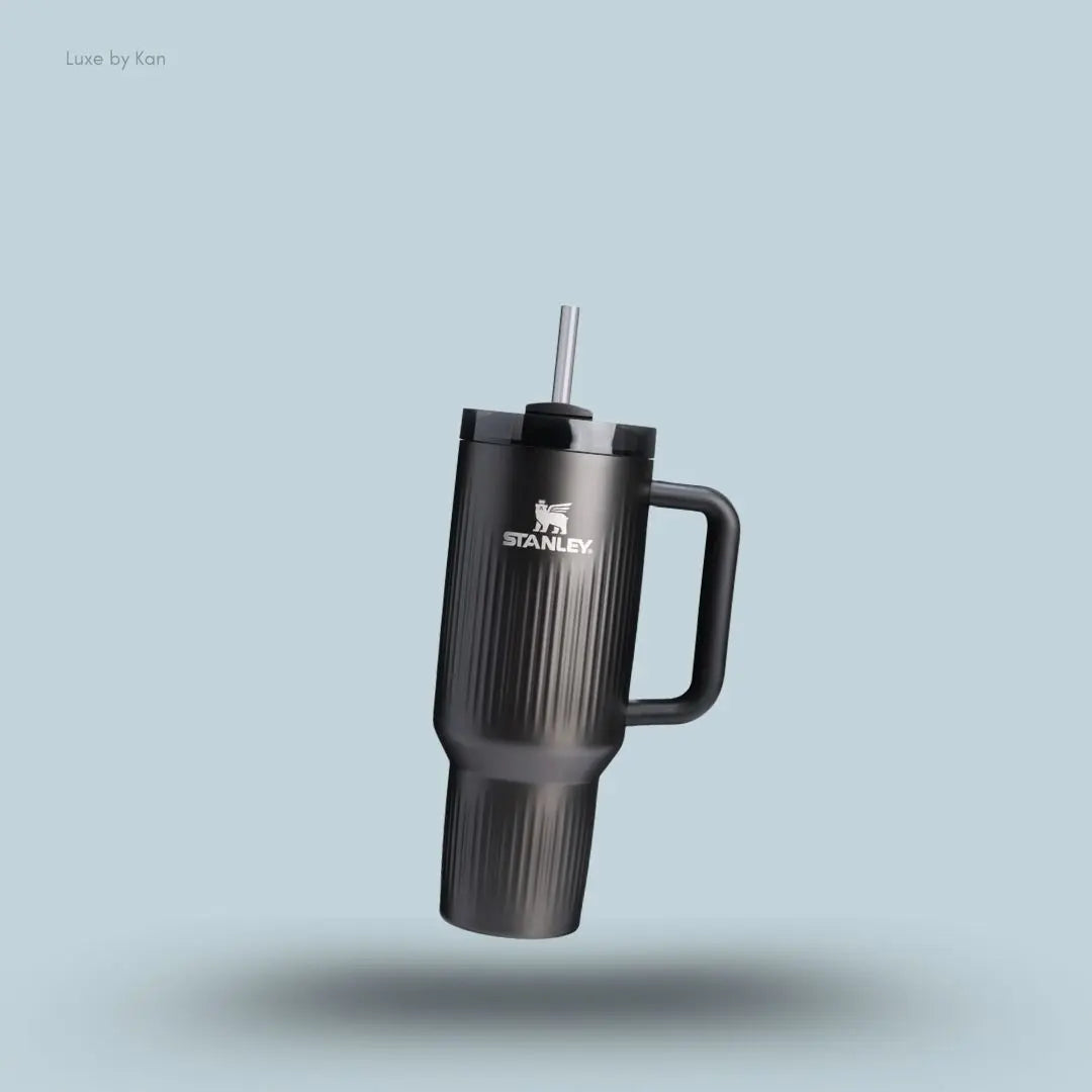 Stanley Quencher H2.0 Fluted Tumbler 1.18L Black PVD colour front view India