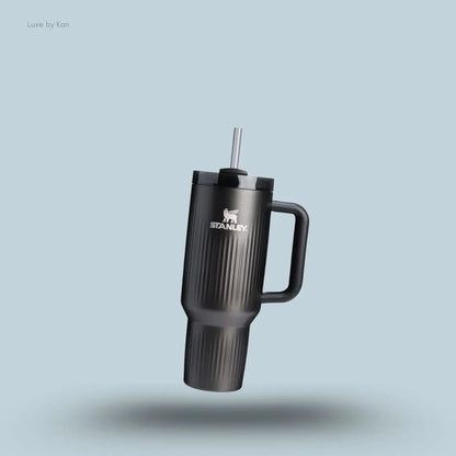 Stanley Quencher H2.0 Fluted Tumbler 1.18L Black PVD colour front view India