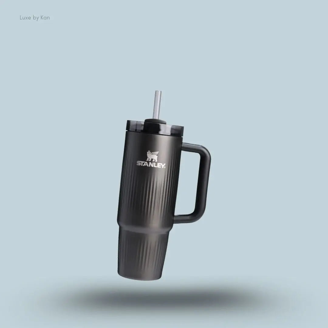 Stanley Quencher H2.0 Fluted Tumbler 0.89L Black PVD colour front view India
