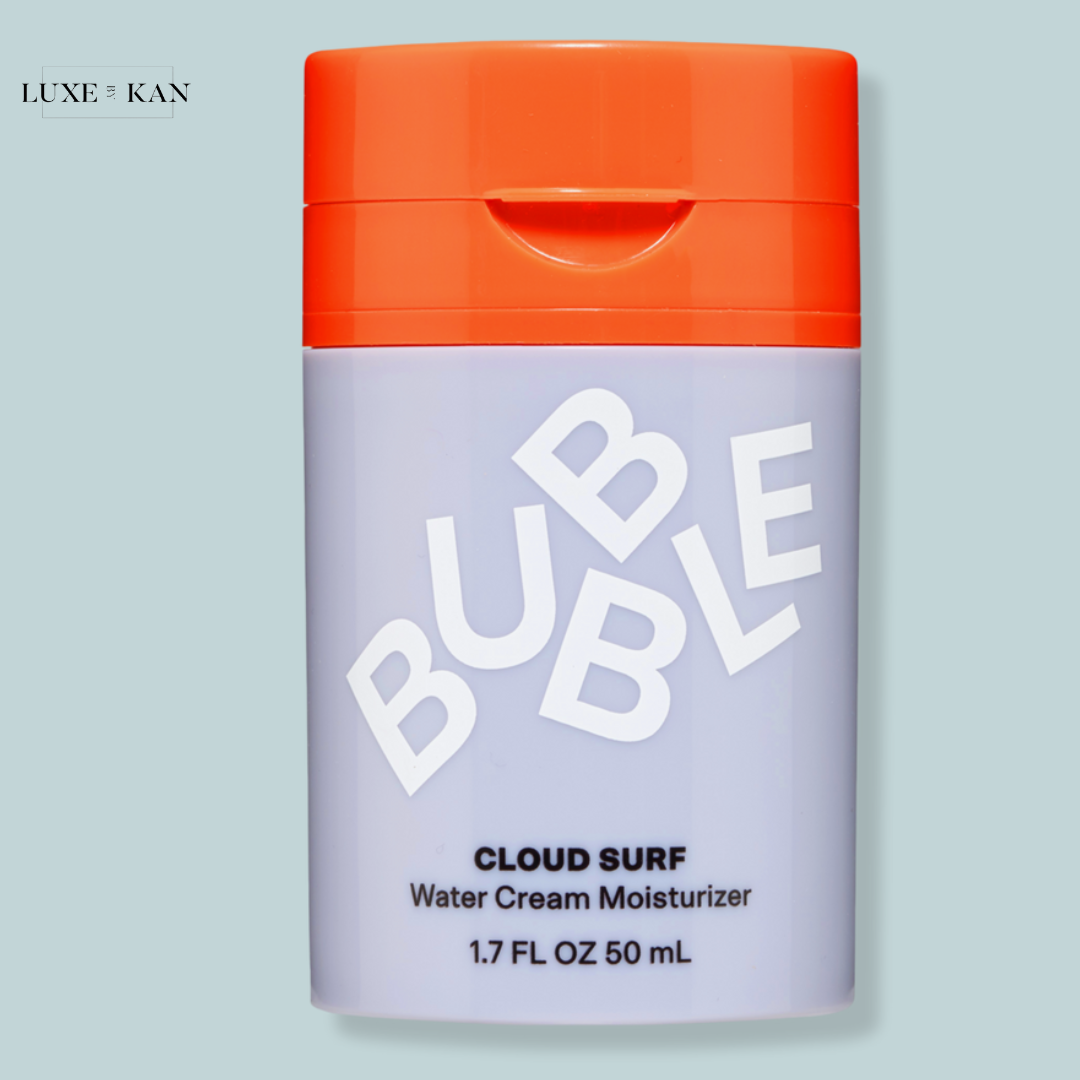 Bubble Cloud Surf Water Cream Moisturizer, featuring a bold orange cap and sleek lavender body, 1.7 fl oz (50 mL).