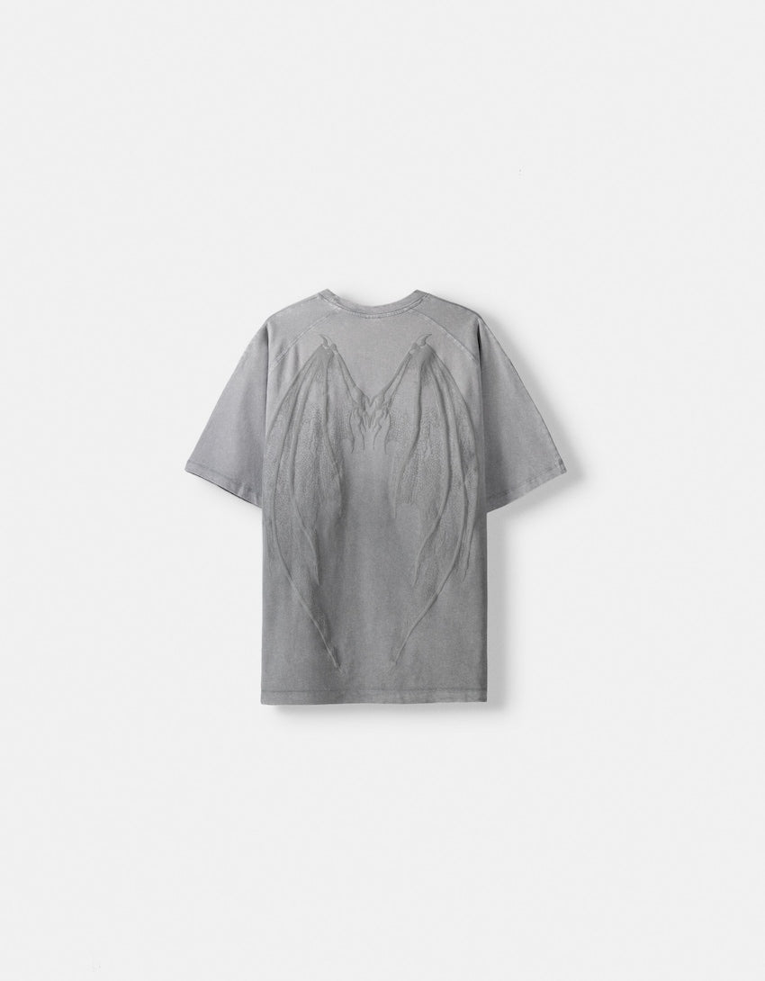 Bershka Men Oversize fit faded print T-shirt