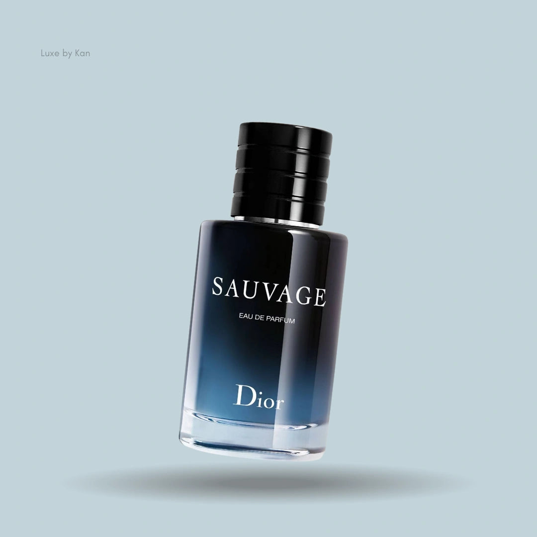 Dior Sauvage Eau de Parfum bottle featuring a gradient from dark to clear glass.