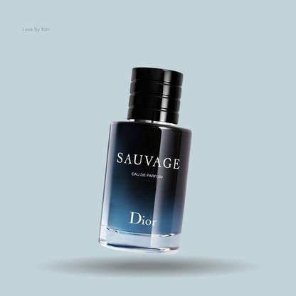 Dior Sauvage Eau de Parfum bottle featuring a gradient from dark to clear glass.