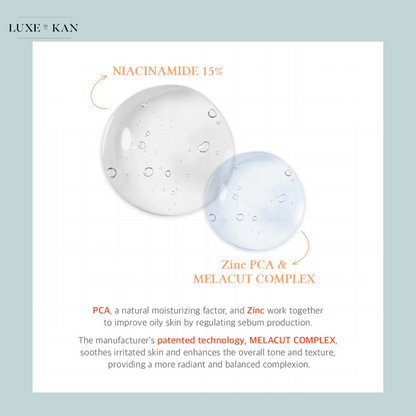 Close-up of Dr. Althea 15% niacinamide purity serum with transparent bubbles of serum demonstrating product ingredients.