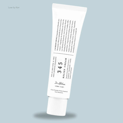 Dr. Althea 345 relief cream tube displaying ingredients and product details.