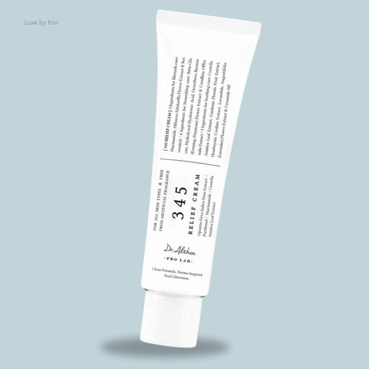 Dr. Althea 345 relief cream tube displaying ingredients and product details.