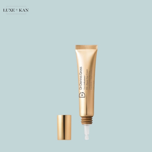 A golden tube of Dr. Dennis Gross derminfusions fill + repair eye cream.