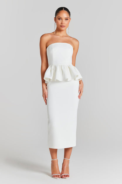 NADINE MERABI BIANCA WHITE DRESS