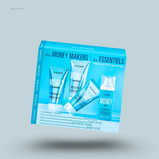 Color Wow The Money Makers Kit – packaging box on blue background