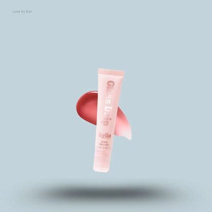 Kylie Cosmetics Gloss Drip Lip Gloss 14ml tube and swatch on blue background — LBK India