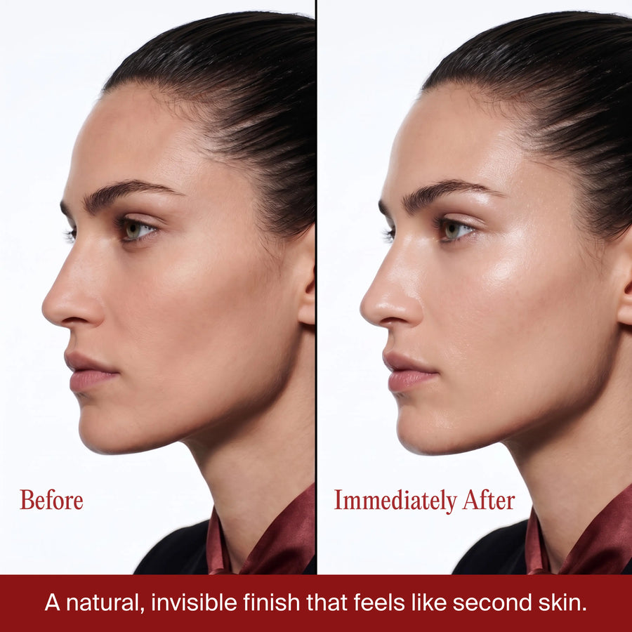 Artisun Aura Pearl Skinwear sunscreen SPF 40 PA++++ before after difference image.