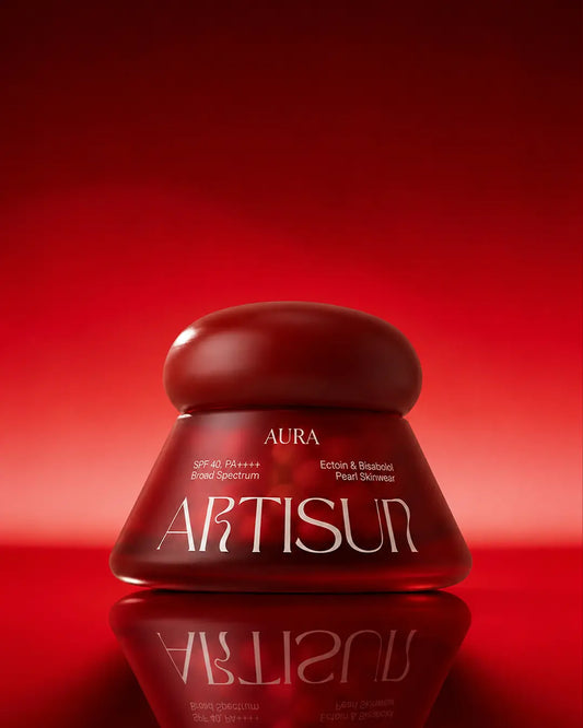 artisun Aura Pearl Skinwear Sunscreen SPF 40 PA++++ product box on a clean background