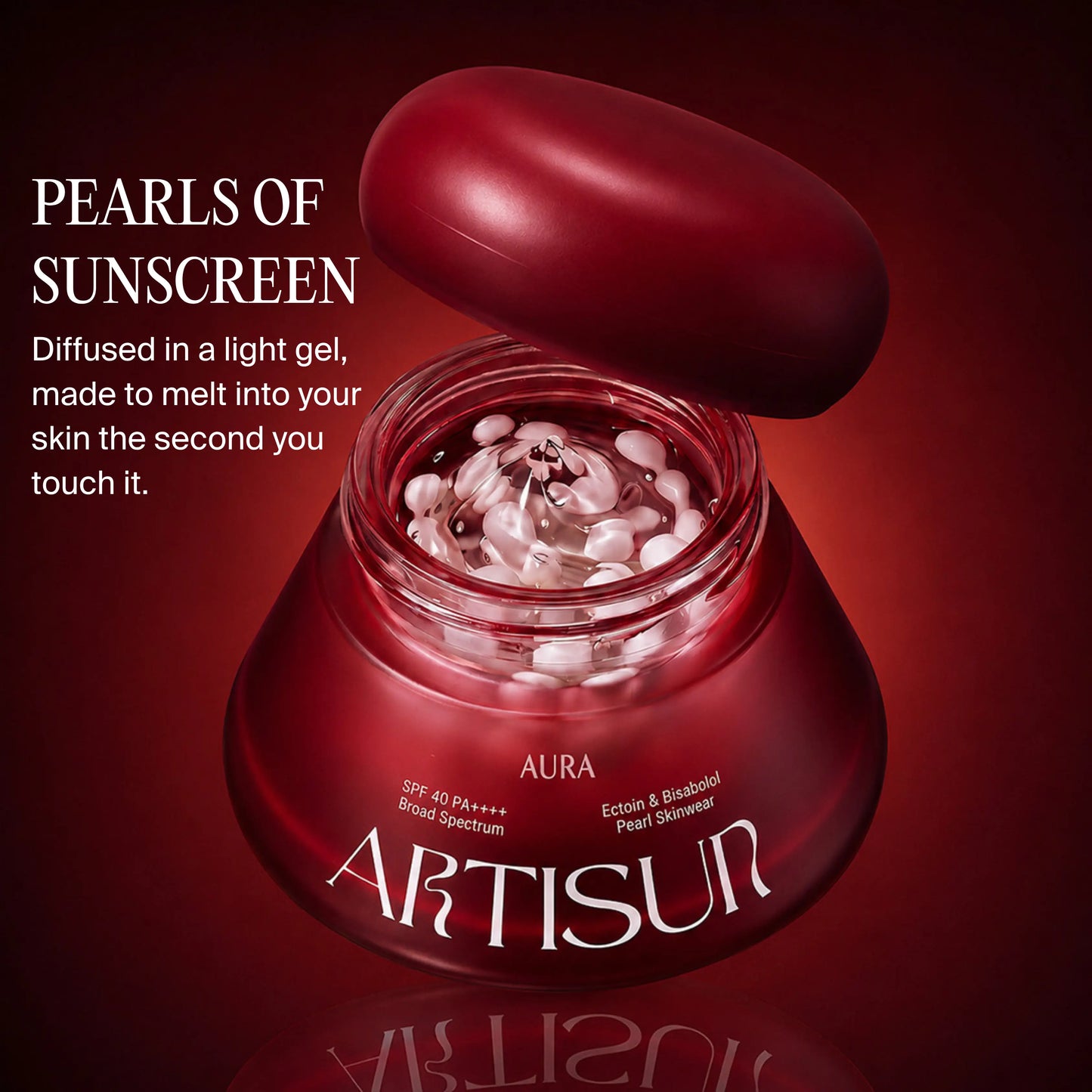 artisun Aura Pearl Skinwear Sunscreen SPF 40 open box with product details