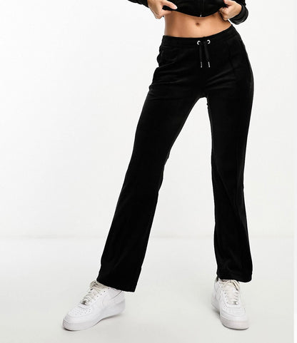 JUICY COUTURE Velour Straight leg Joggers in Black