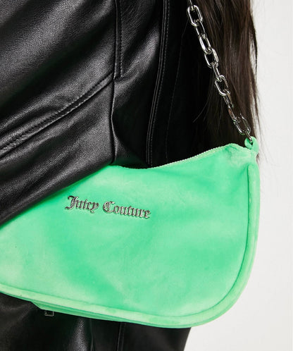 JUICY COUTURE velour shoulder bag with chain in green