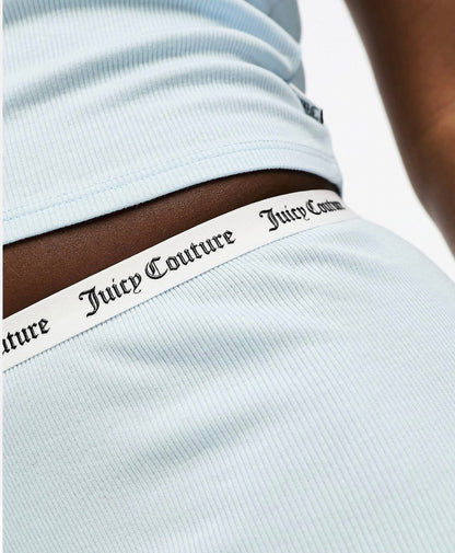 JUICY COUTURE rib jersey lounge bottoms in light blue