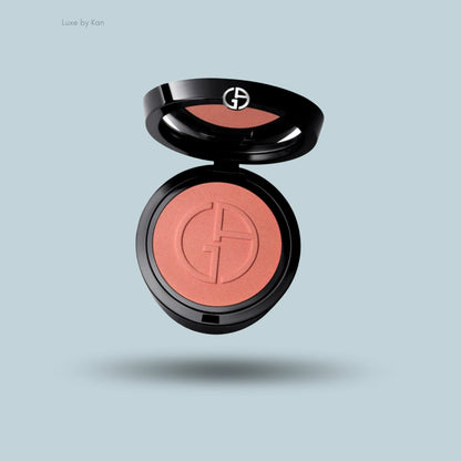 Giorgio Armani luminous silk glow blush with embossed logo.