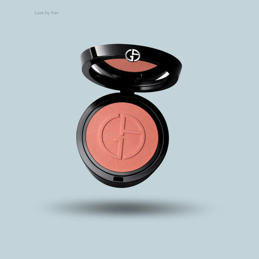 Giorgio Armani luminous silk glow blush with embossed logo.