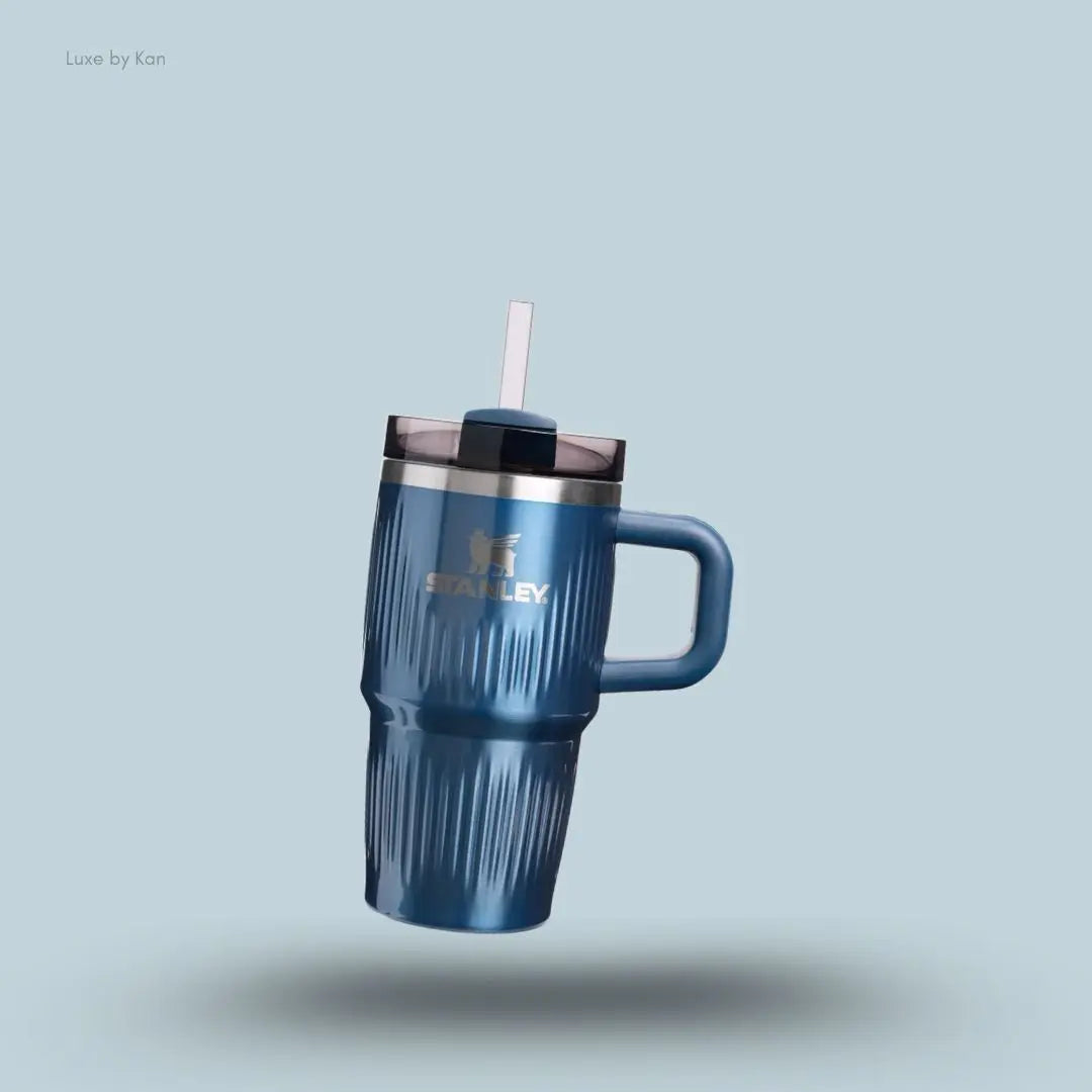 Stanley Quencher H2.0 Fluted Tumbler 0.59L Glacial Blue Shine colour front view India