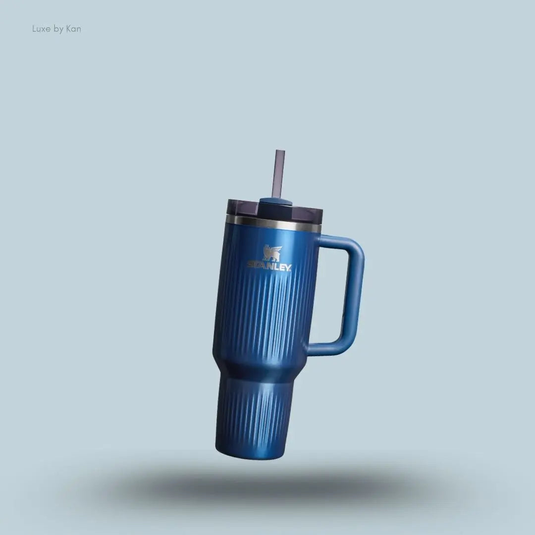 Stanley Quencher H2.0 Fluted Tumbler 1.18L Glacial Blue Shine colour front view India