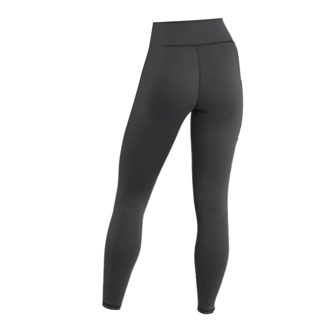 Gymshark black gym leggings displayed from the back, featuring a sleek, form-fitting design and seamless construction.