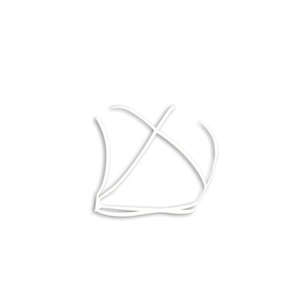 Abstract white lines forming a minimalist, wavy crown shape against a clean white background.