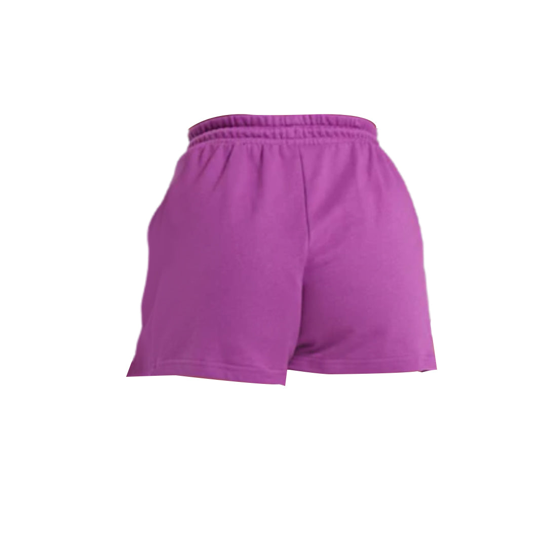 Purple athletic shorts with an elastic waistband, featuring a relaxed fit and classic design suitable for casual wear or workouts.