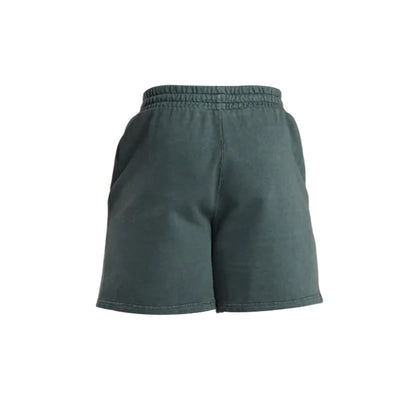 Gymshark men premium legacy shorts, dark green color, with an elastic waistband.