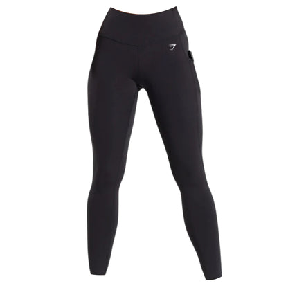 Gymshark Black Pocket Leggings featuring a high waistband and subtle logo detail.