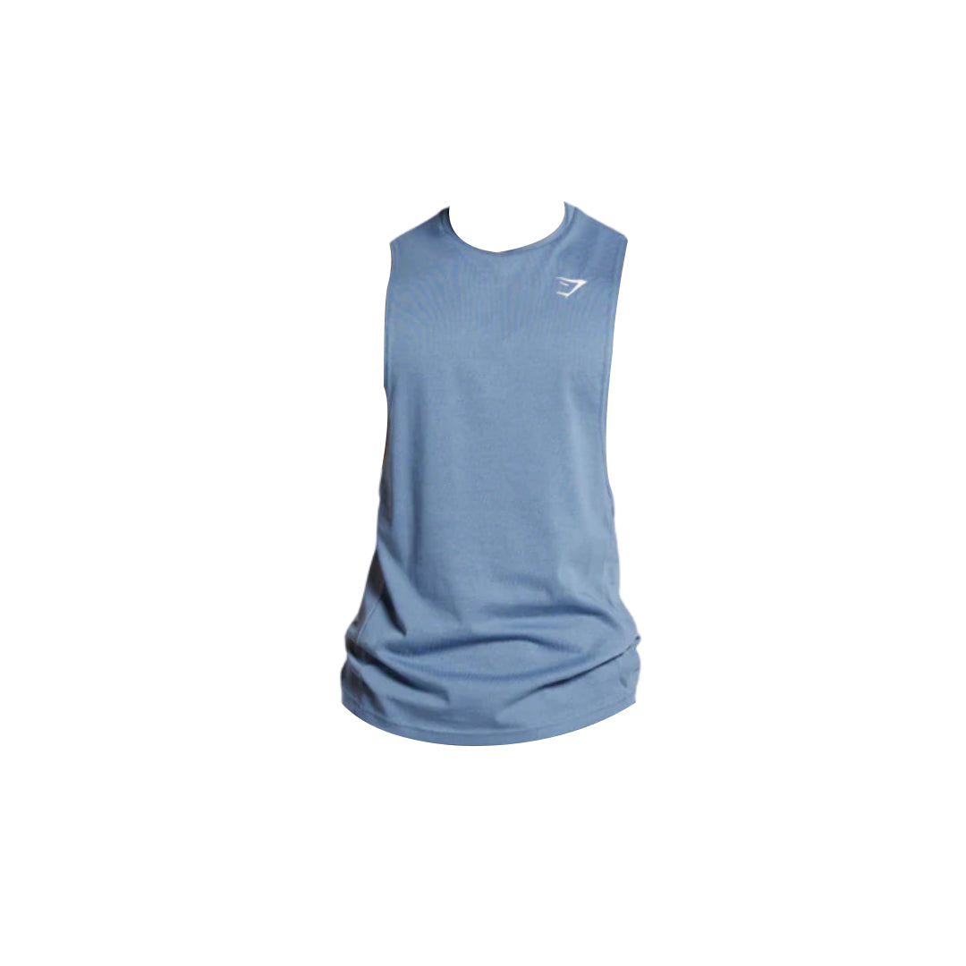 Gymshark react drop arm tank top featuring a subtle white logo on the chest, designed for comfort and athletic performance.