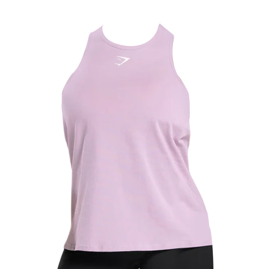 Light pink athletic tank top featuring a small white logo on the chest and a classic sleeveless design.
