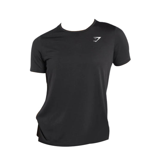 Black Gymshark Training T-Shirt in a regular fit, featuring a white logo on the left shoulder.