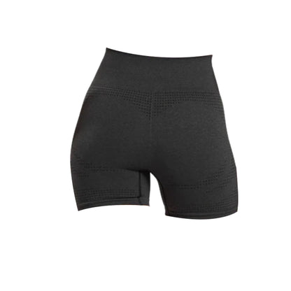 Back view of black Gymshark Vital Seamless 2.0 Shorts, featuring a high-waisted fit and textured knit fabric with ventilation details.