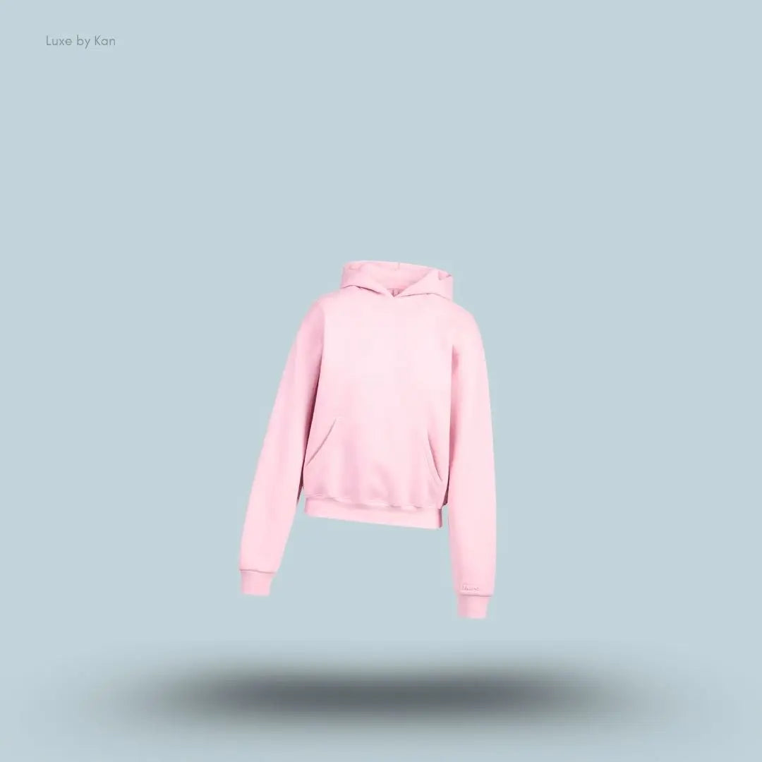 SKIMS Cotton Fleece Classic Hoodie in Halite, flat lay on light blue background