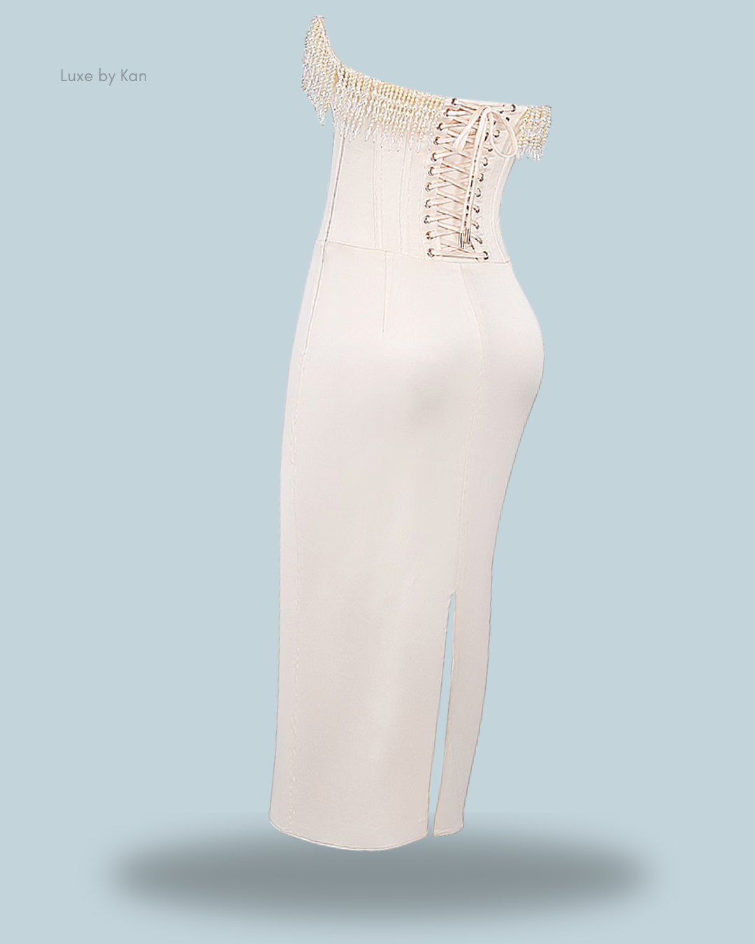 vintage cream embellished strapless dress Nalita Vintage Cream Embellished Strapless Dress