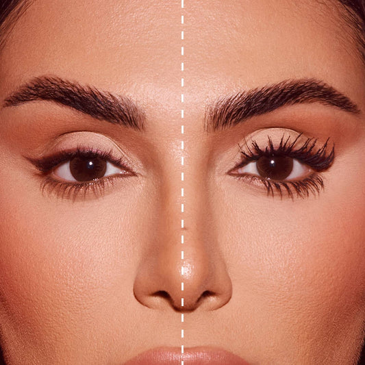 A close-up image showing a textured skin surface with a warm, muted peach tone, creating a soft, blended appearance.
