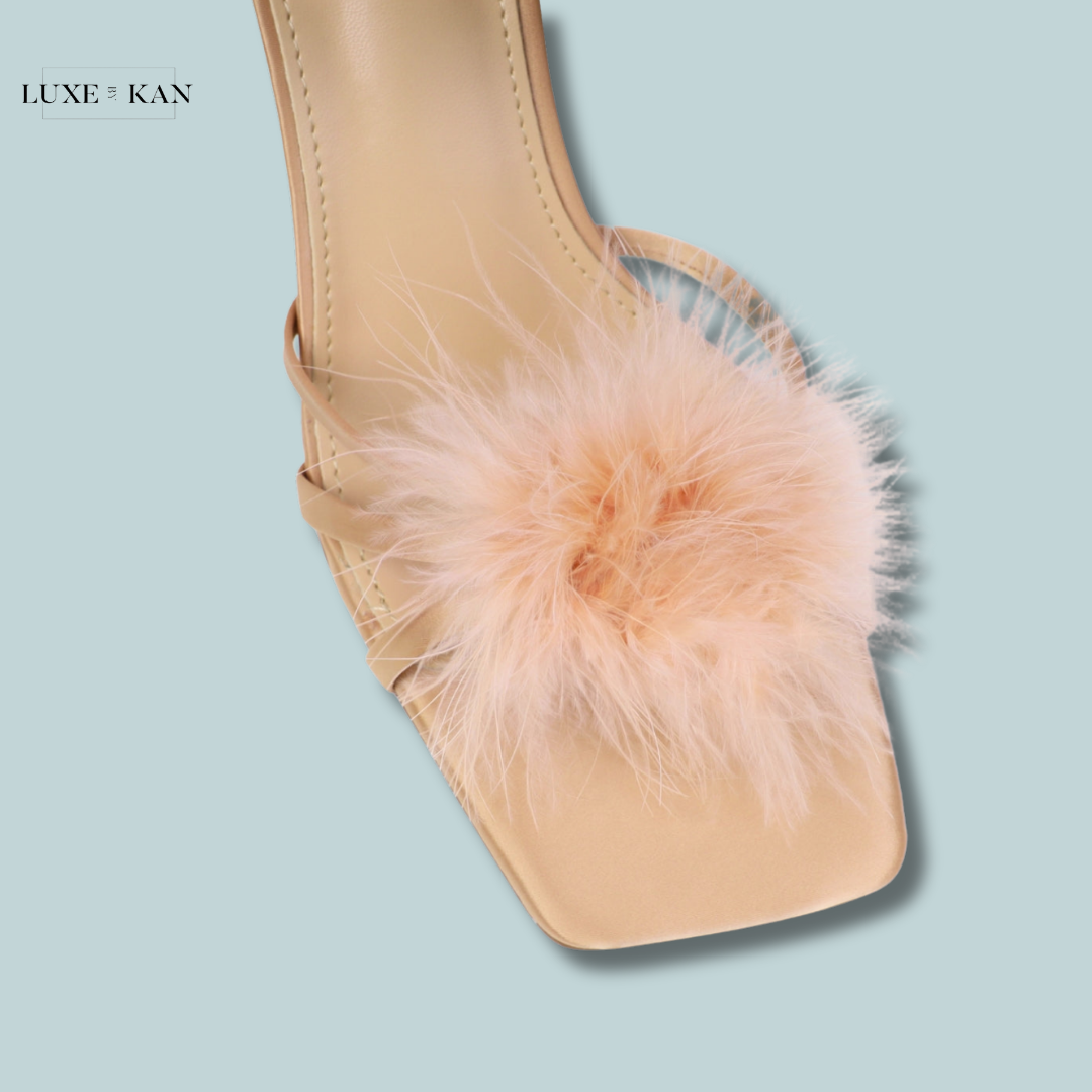 SIMMI SHOES MACY SATIN FLUFFY MULES