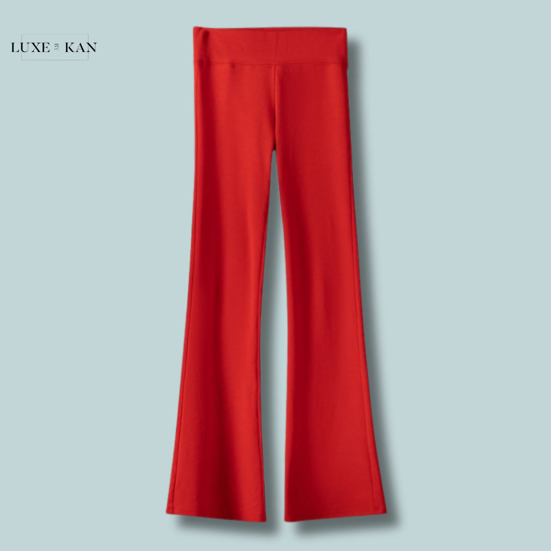 Bershka Ribbed waist flared trousers