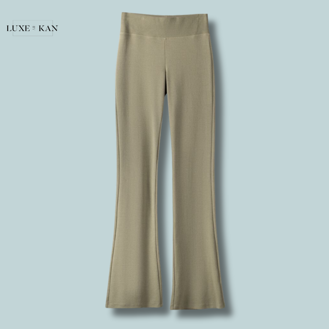 Bershka Ribbed waist flared trousers