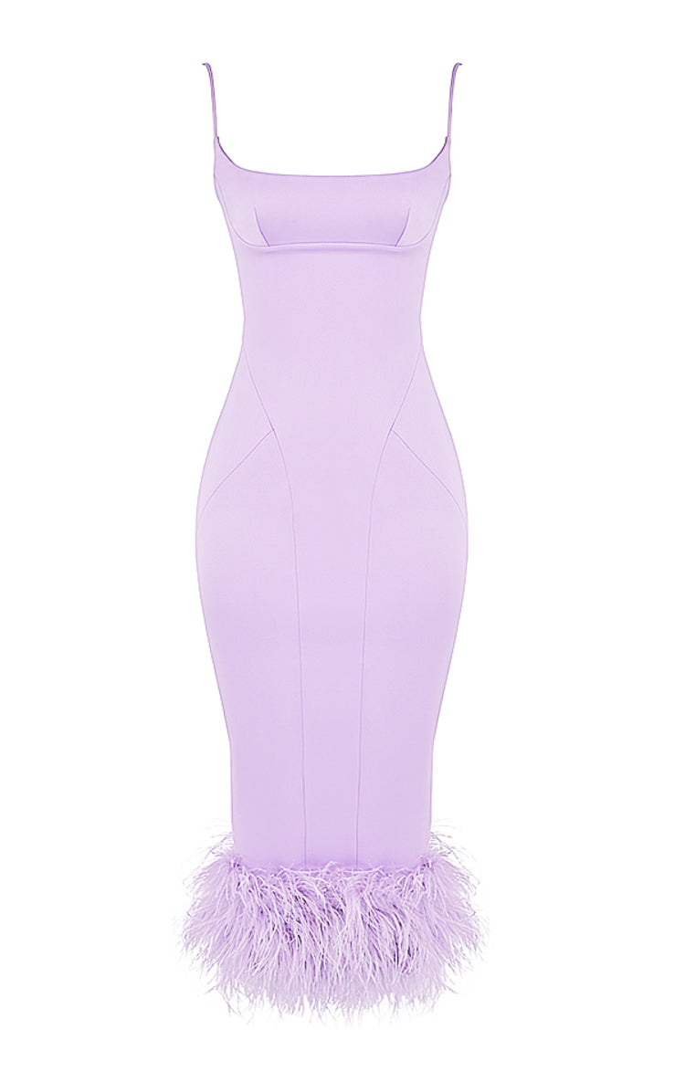 Helena Orchid Satin Midi Dress